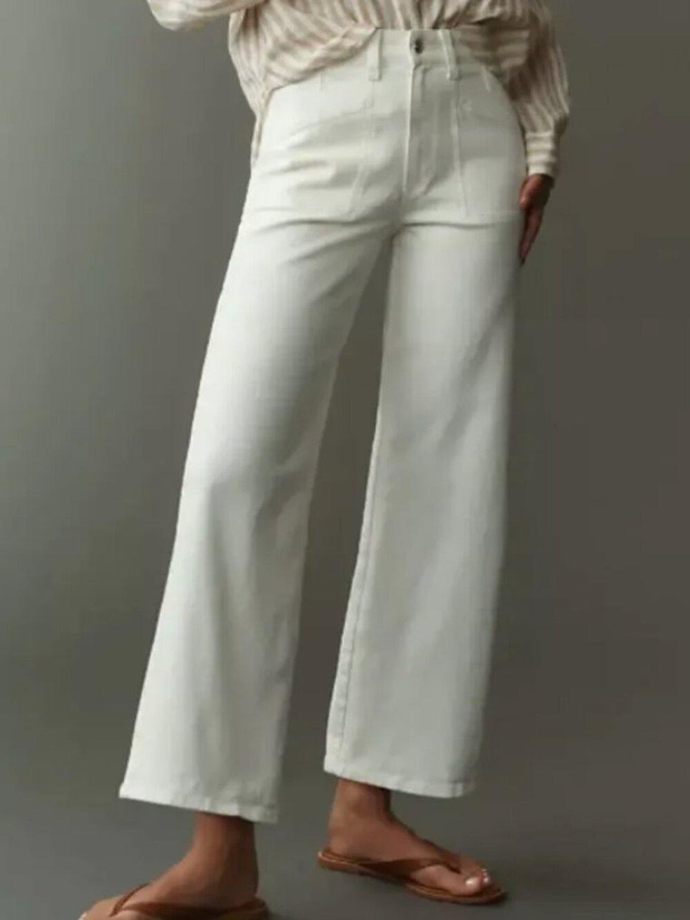 PAIGE Anessa Wide Cropped Jeans in Cream Sz 26